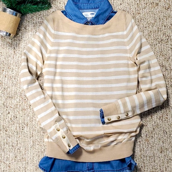 Womens LOFT xs soft tan and white sweater - Picture 14 of 16